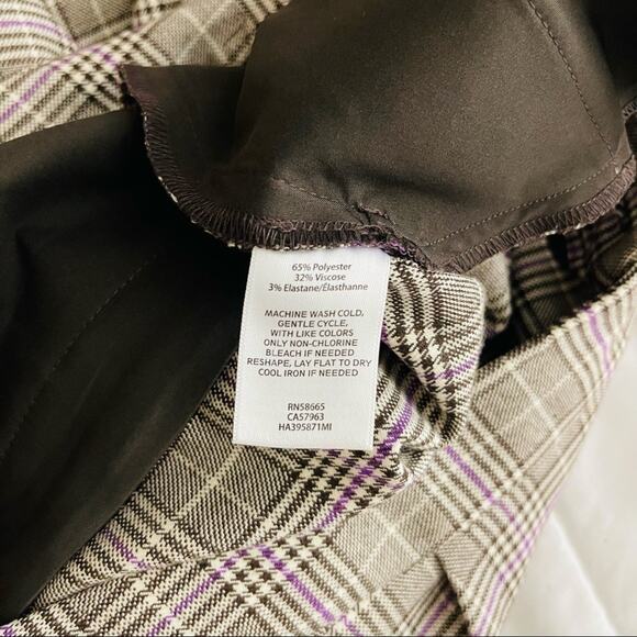 Halogen brown purple plaid checked wide leg preppy academia cropped pants 2 - Picture 7 of 8